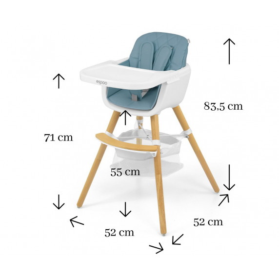 Jedálenská stolička Milly Mally 2v1 Espoo modrá