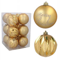 Vianočné gule 12 kusov 8 cm Inlea4Fun - zlaté 