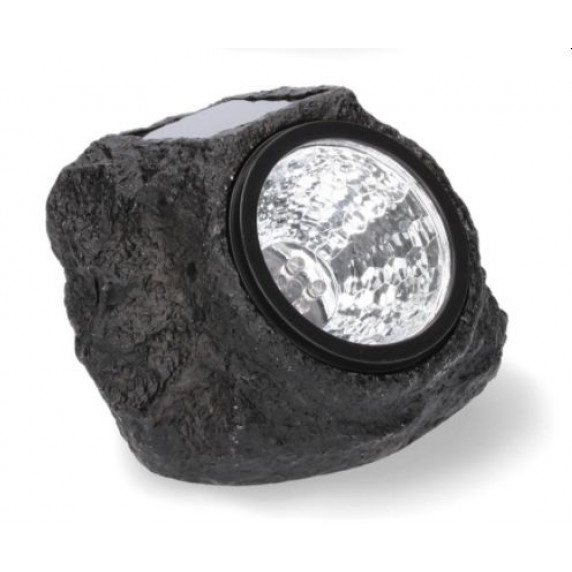 Solárna lampa 12,6 x 14,4 x 10 cm - imitácia prírodného kameňa - čierna - GARDEN LINE 