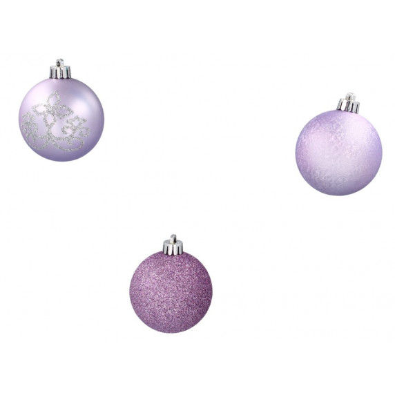 Vianočné gule 16 kusov 6 cm - fialové