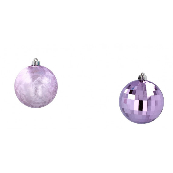Vianočné gule 16 kusov 8 cm Inlea4Fun - fialové