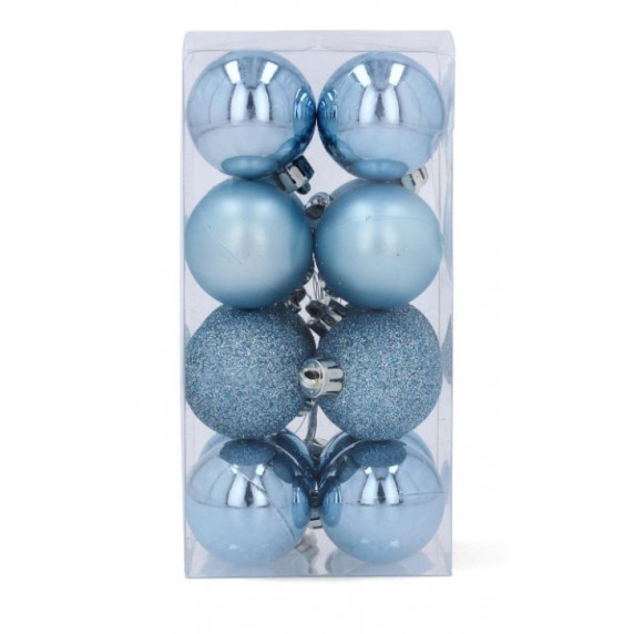 Vianočné gule 16 kusov 4 cm Inlea4Fun - modré