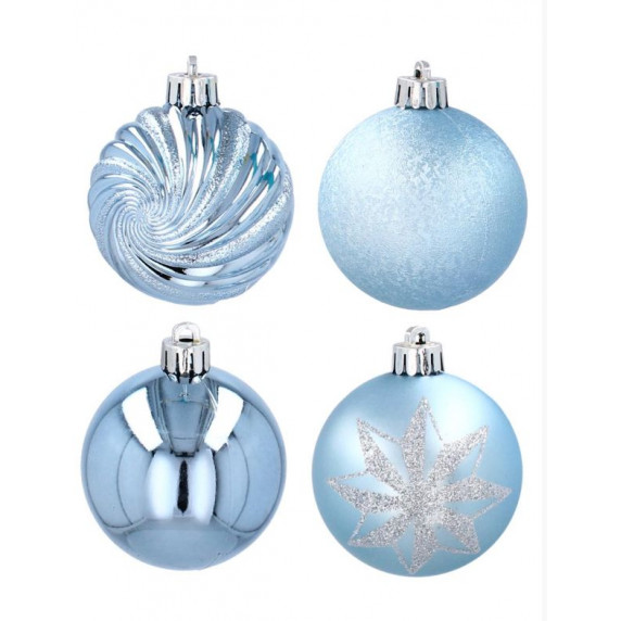 Vianočné gule 24 kusov 6 cm Inlea4Fun - modré