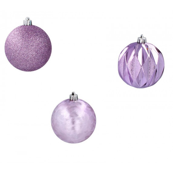 Vianočné gule 6 kusov 8 cm Inlea4Fun - fialové