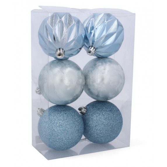 Vianočné gule 6 kusov 8 cm Inlea4Fun - modré