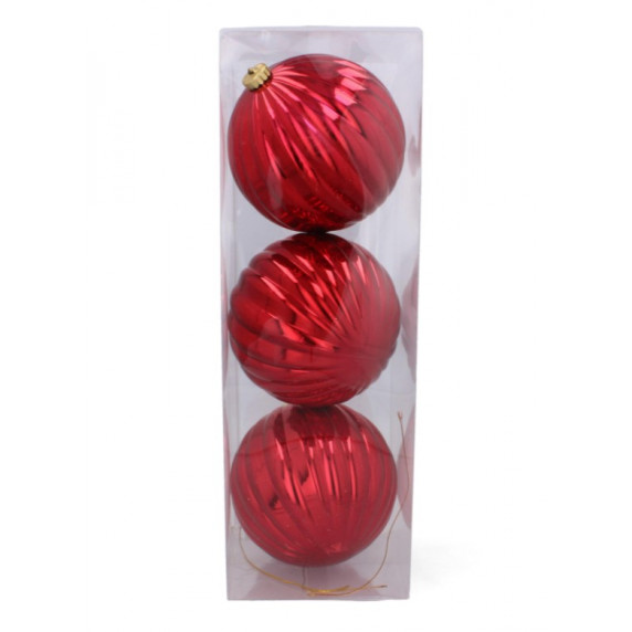 Vianočné gule 3 kusy 15 cm Inlea4Fun - červené