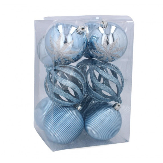 Vianočné gule 12 kusov 8 cm Inlea4Fun - modré