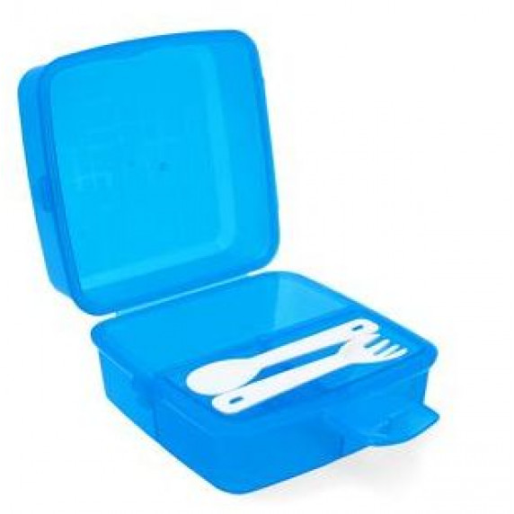 Potravinový box na občerstvenie s príborom 1,4 l Inlea4Home - modrý