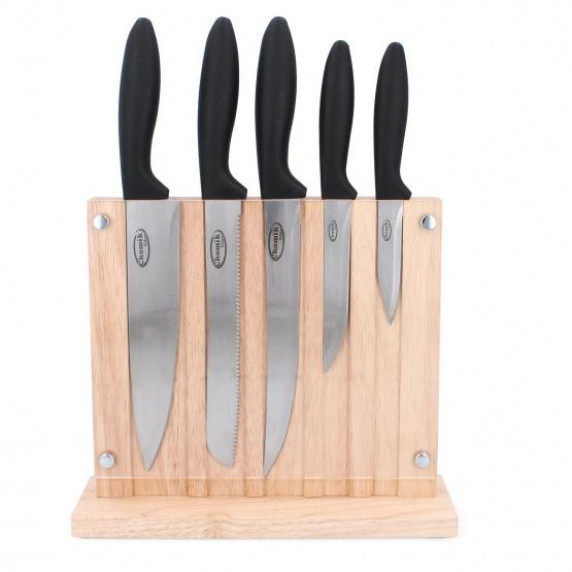 Sada 5 nožov s dreveným stojanom Inlea4Home