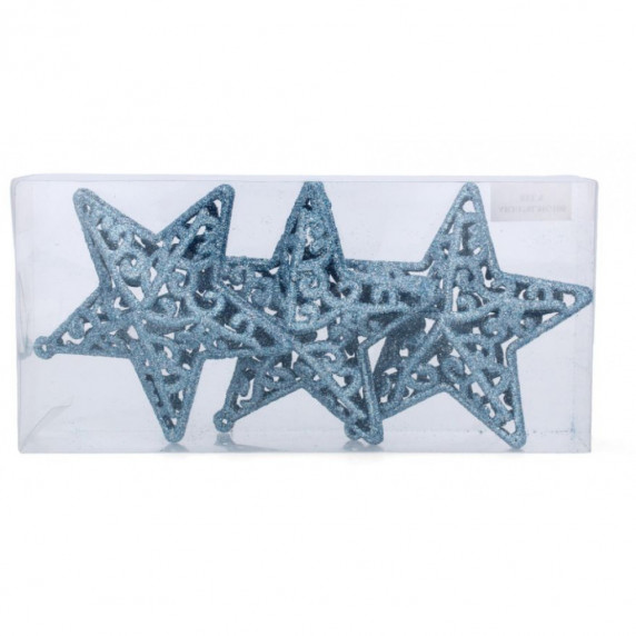 Vianočné ozdoby hviezdy 3 kusy 10 cm Inlea4Fun - modré