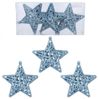 Vianočné ozdoby hviezdy 3 kusy 10 cm Inlea4Fun - modré 