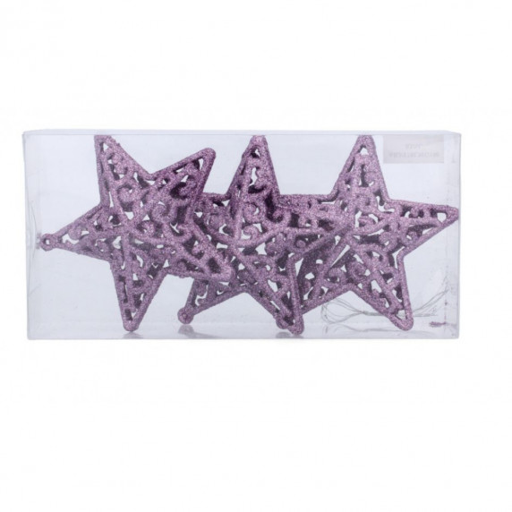 Vianočné ozdoby hviezdy 3 kusy 10 cm Inlea4Fun - fialové