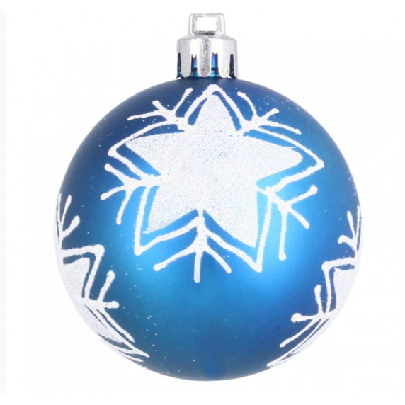 Vianočné gule 8 kusov 6 cm Inlea4Fun - Modré/Hviezda