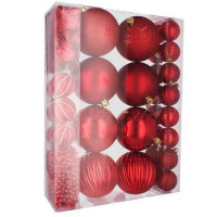 Vianočná sada 32 kusov gule + reťaze  Inlea4Fun - červená 