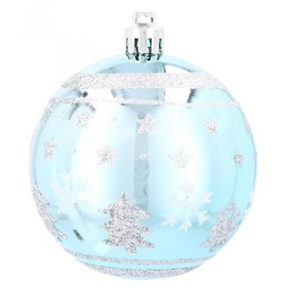 Vianočné gule 6 kusov 7 cm Inlea4Fun - Modré/stromček-hviezda