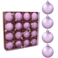 Vianočné gule 16 kusov 6 cm Inlea4Fun - fialové 
