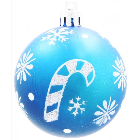 Vianočné gule 8 kusov 6 cm Inlea4Fun - Modré/Vianočné lízatko