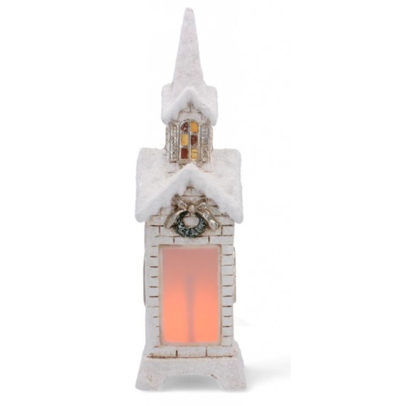 Zasnežený lampáš kostol 45 cm s LED svetlom Inlea4Fun - GOT7128