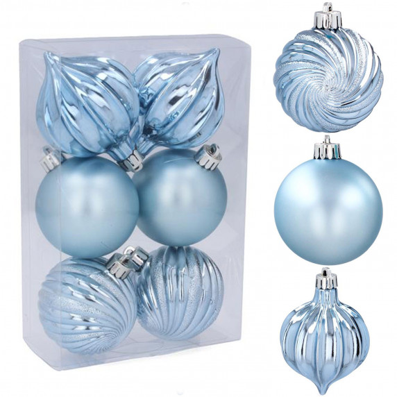 Vianočné gule 6 kusov 6 cm Inlea4Fun - modré