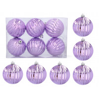 Vianočné gule 6 kusov 8 cm Inlea4Fun - fialové 