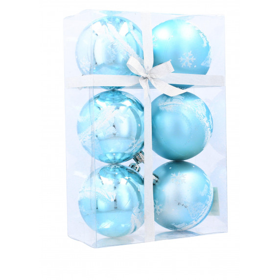 Vianočné gule 6 kusov 7 cm Inlea4Fun - Modré/Sob