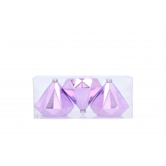 Vianočné ozdoby diamant 3 kusy 10 cm Inlea4Fun - fialové