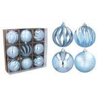 Vianočné gule 9 kusov 8 cm Inlea4Fun - modré 