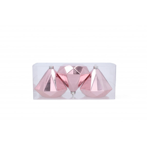 Vianočné ozdoby diamant 3 kusy 10 cm Inlea4Fun - ružové