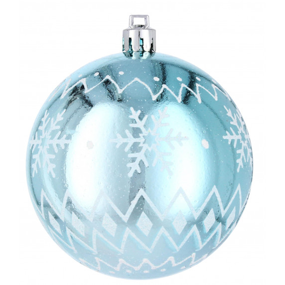 Vianočné gule 6 kusov 8cm Inlea4Fun - Biele-Modré/Snehová vločka