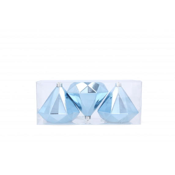 Vianočné ozdoby diamant 3 kusy 10 cm Inlea4Fun - modré