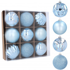 Vianočné gule 9 kusov 8 cm Inlea4Fun - modré Preview