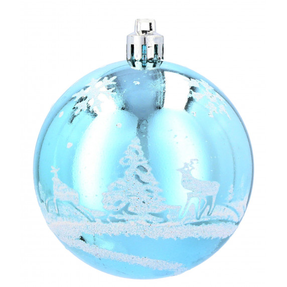 Vianočné gule 6 kusov 7 cm Inlea4Fun - Modré/Sob