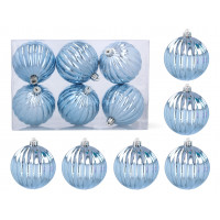 Vianočné gule 6 kusov 8 cm Inlea4Fun - modré 