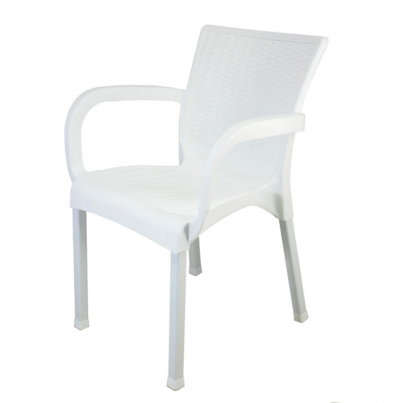 Ratanová záhradná stolička InGarden 60 x 60 x 82 cm - Biela
