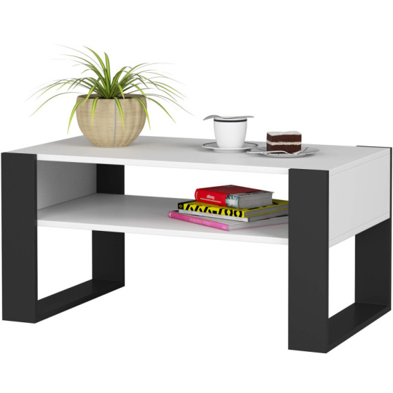 Konferenčný stolík 92 x 53 x 45 cm AKORD DOMI - biely/čierny