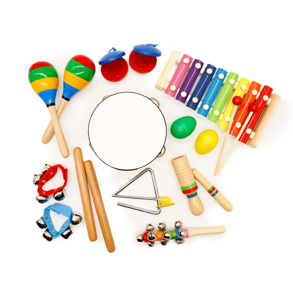 Detské drevené hudobné nástroje v batohu 10 kusov ECOTOYS