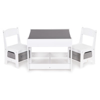 Detský stôl so stoličkami 3v1 ECOTOYS - biely/sivý 