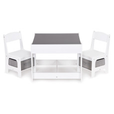 Detský stôl so stoličkami 3v1 ECOTOYS - biely/sivý Preview