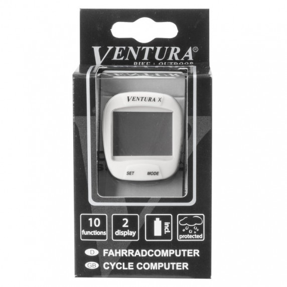 Bezdrôtový computer na bicykel VENTURA - 10 funkcií - biely