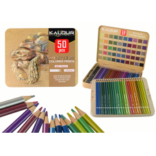 Farebné ceruzky v kovovej krabičke 50 kusov Inlea4Fun KALOUR Preview