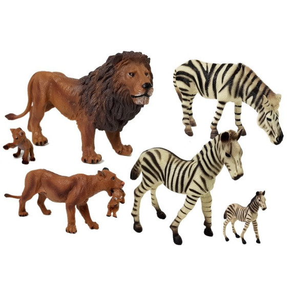 Figúrky - africké zvieratká 7 kusov Inle4Fun MODEL SERIES - lev, zebra