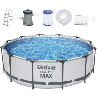 Bazén s konštrukciou 366 x 100 cm BESTWAY 56418 Steel Pro Max + kartušová filtrácia a schodíky 