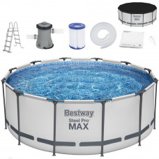 Bazén s konštrukciou 366 x 122 cm BESTWAY 56420 Steel Pro Max + kartušová filtrácia a schodíky Preview