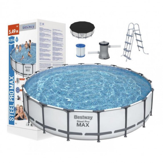 Bazén s konštrukciou 549 x 122 cm BESTWAY 56462 Steel Pro Max + kartušová filtrácia a schodíky