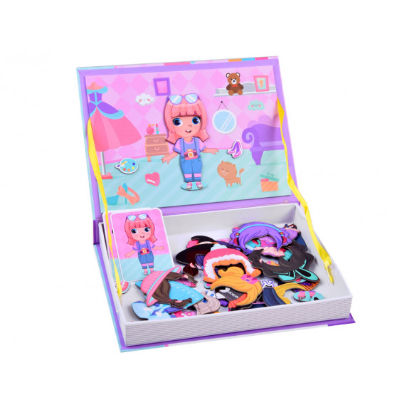 Magnetická kniha skladačka 51 kusov Inlea4Fun MAGNETIC BOOK - oblečenie pre bábiky