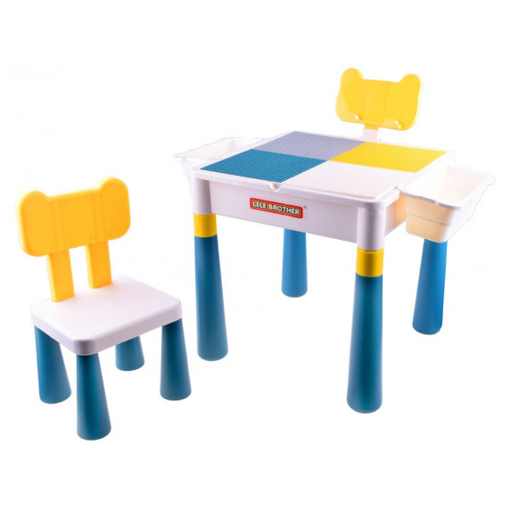 Detský plastový stôl so stoličkou 2 v 1 Inlea4Fun BLOCKS DESK
