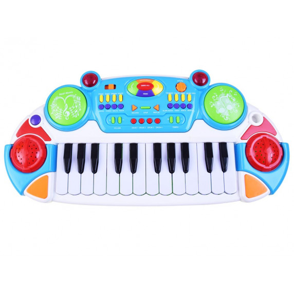 Detské klávesy s mikrofónom a stoličkou Inlea4Fun MUSICAL KEYBORD - modré