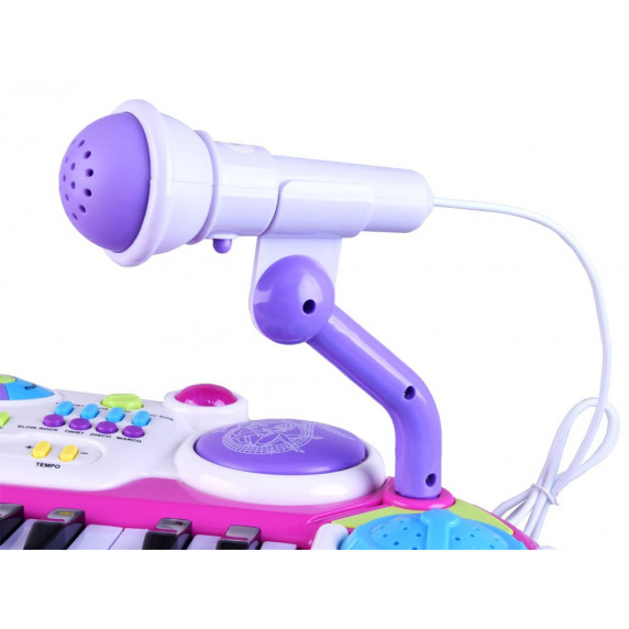 Detské klávesy s mikrofónom a stoličkou Inlea4Fun MUSICAL KEYBORD - ružové