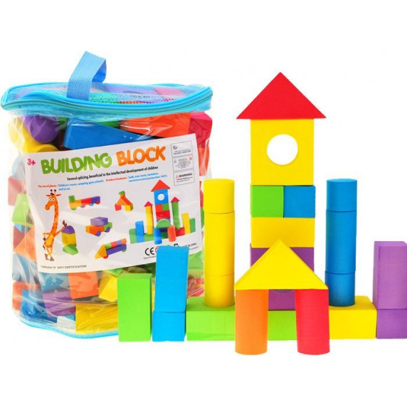 Detské penové stavebnice 100 kusov Inlea4Fun BUILDING BLOCK