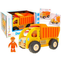 Detský sklápač drevený Inlea4Fun DUMP TRUCK - oranžový 